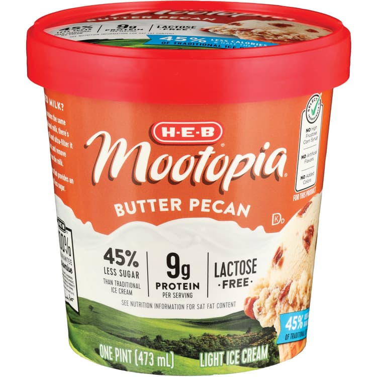 H-E-B Mootopia Lactose Free Light Ice Cream - Butter Pecan