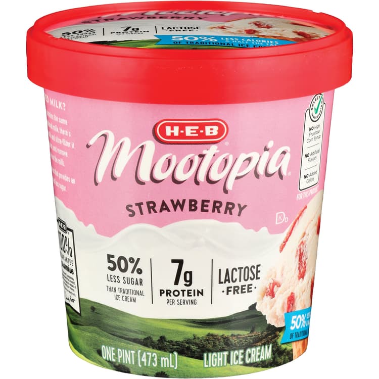 H-E-B Mootopia Lactose Free Light Ice Cream - Strawberry