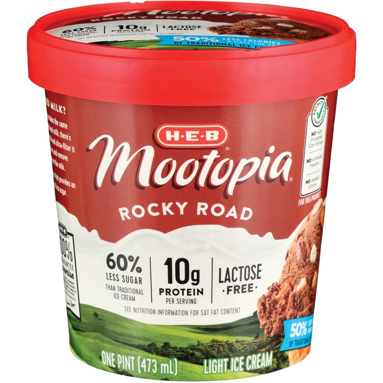 H-E-B Mootopia Lactose Free Light Ice Cream - Rocky Road