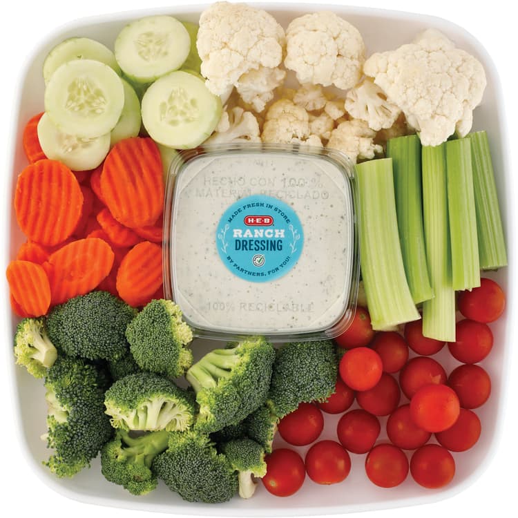 H-E-B Greatest Hits Veggie Party Tray With Buttermilk Ranch Dressing - Large