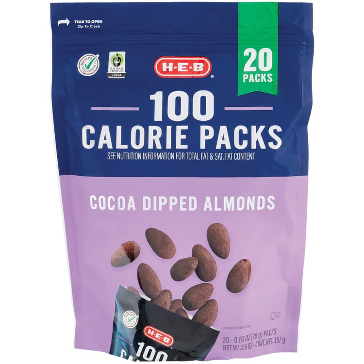 H-E-B Cocoa-Dipped Almonds 100 Calorie Snack