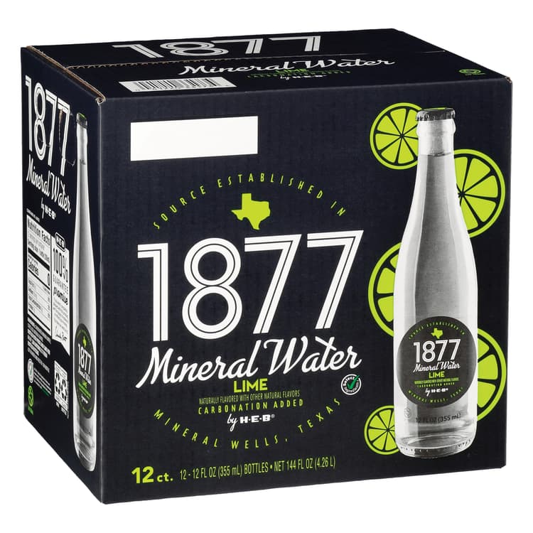 H-E-B 1877 Lime Sparkling Mineral Water Bottles