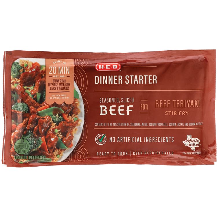 H-E-B Dinner Starter - Seasoned Sliced Beef For Teriyaki Stir Fry