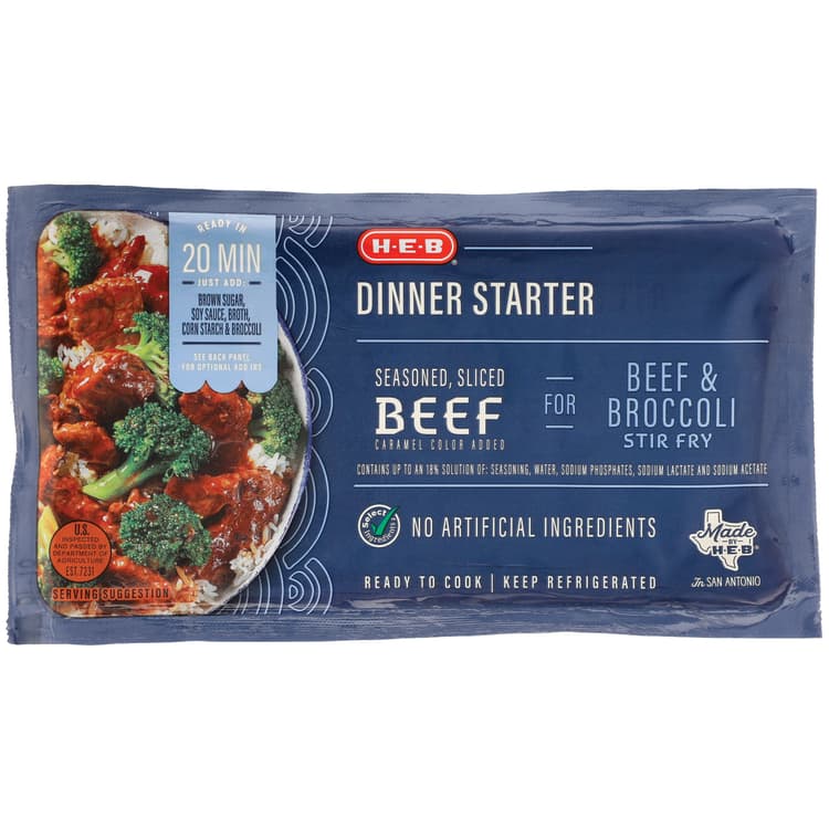 H-E-B Dinner Starter - Seasoned Sliced Beef For Stir Fry