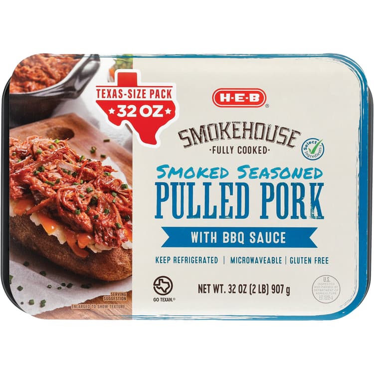 H-E-B Fully Cooked Pulled Pork With Bbq Sauce - Smoked Seasoned - Texas-Size