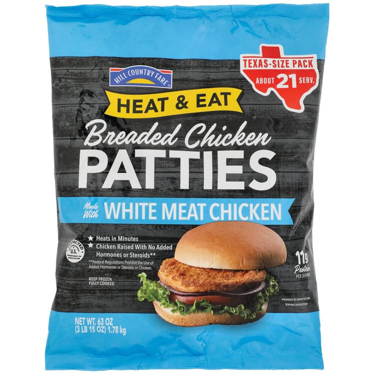 Hill Country Fare Heat & Eat  Breaded Chicken Patties - Texas-Size