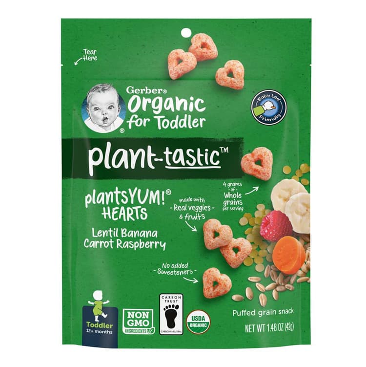 Gerber Organic For Toddler Plant-Tastic Plantsyum! Hearts Lentil Banana Carrot Raspberry