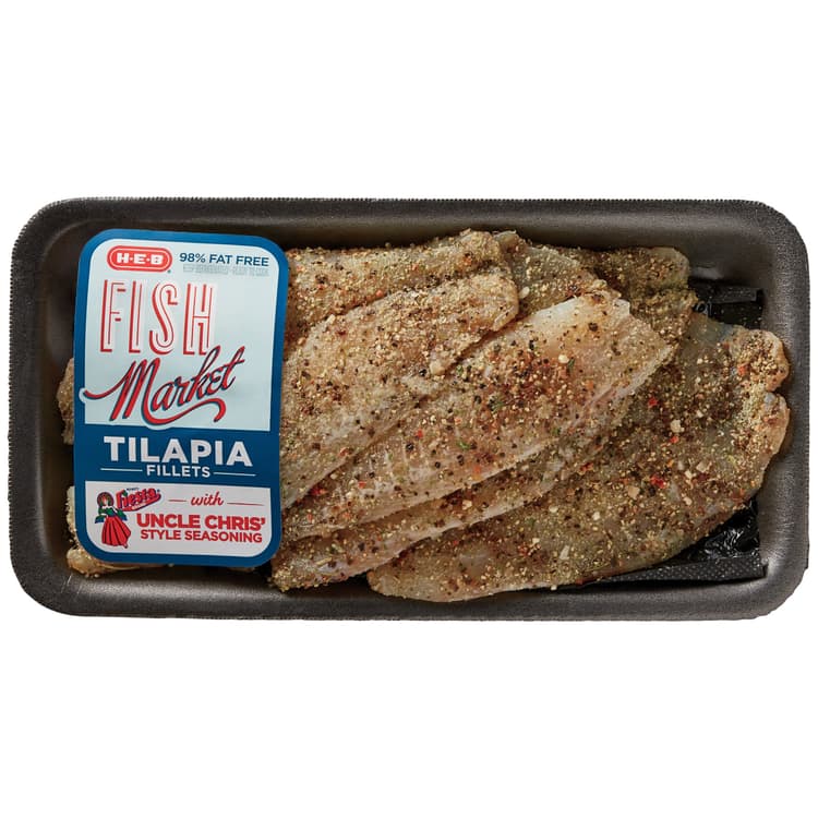 H-E-B Fish Market Seasoned Tilapia Fillets - Bolner'S Fiesta Uncle Chris' Style