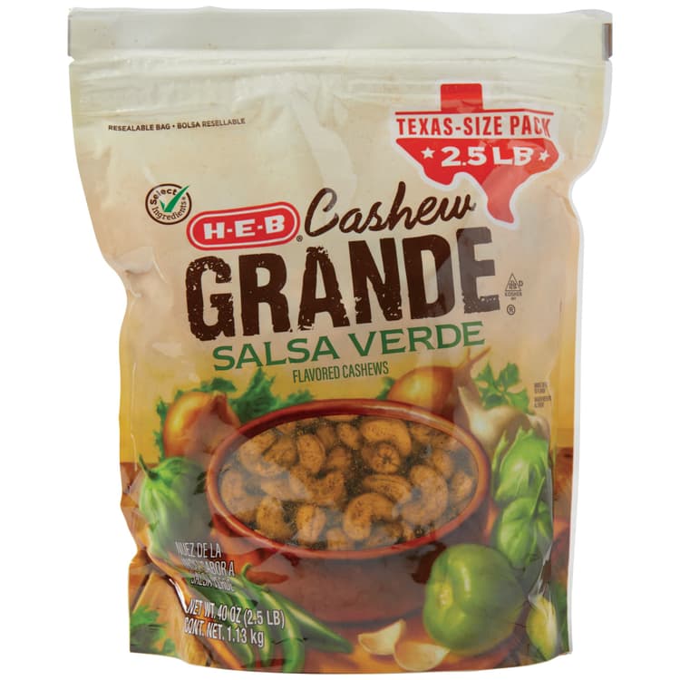 H-E-B Cashew Grande Roasted Whole Cashews - Salsa Verde, Texas-Size