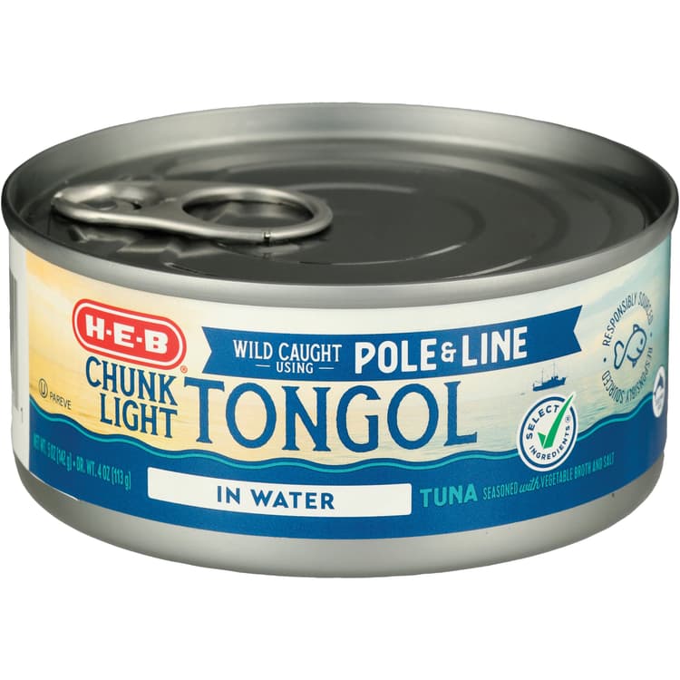 H-E-B Pole & Line Chunk Light Tongol Tuna In Water