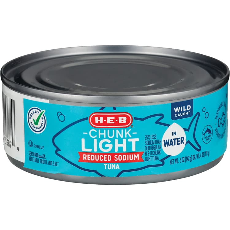 H-E-B Reduced Sodium Chunk Light Tuna In Water