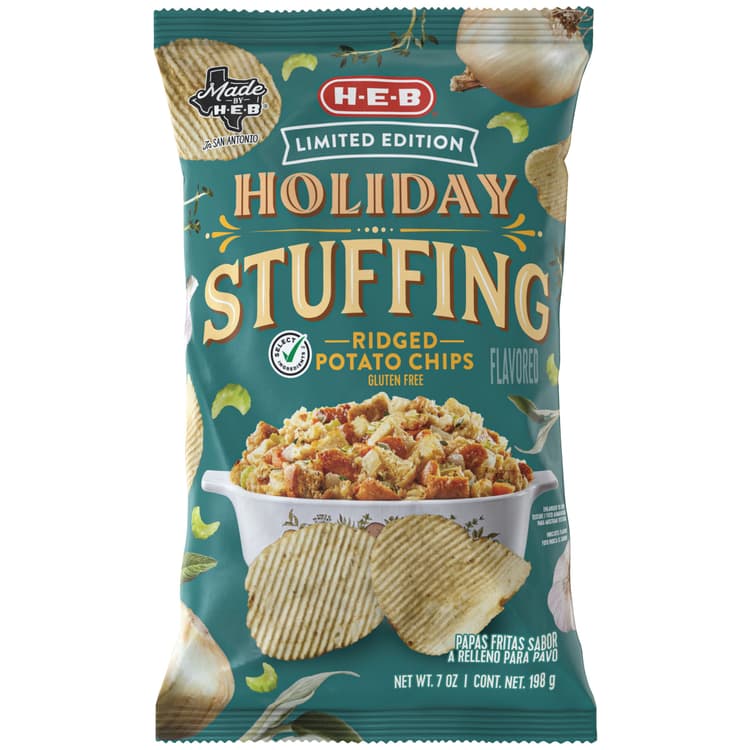 H-E-B Holiday Stuffing Ridged Potato Chips