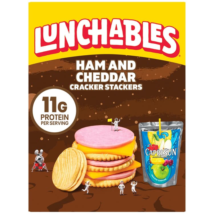 Lunchables Snack Kit Tray - Ham & Cheddar Cracker Stackers, Capri Sun & Cookies