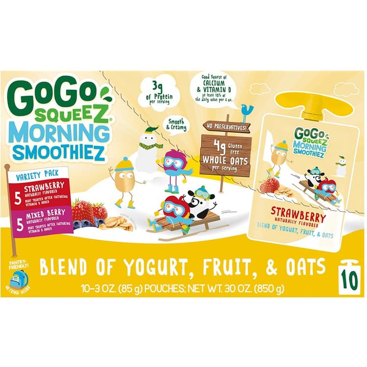 Gogo Squeez Morning Smoothiez Strawberry And Mixed Berry Variety