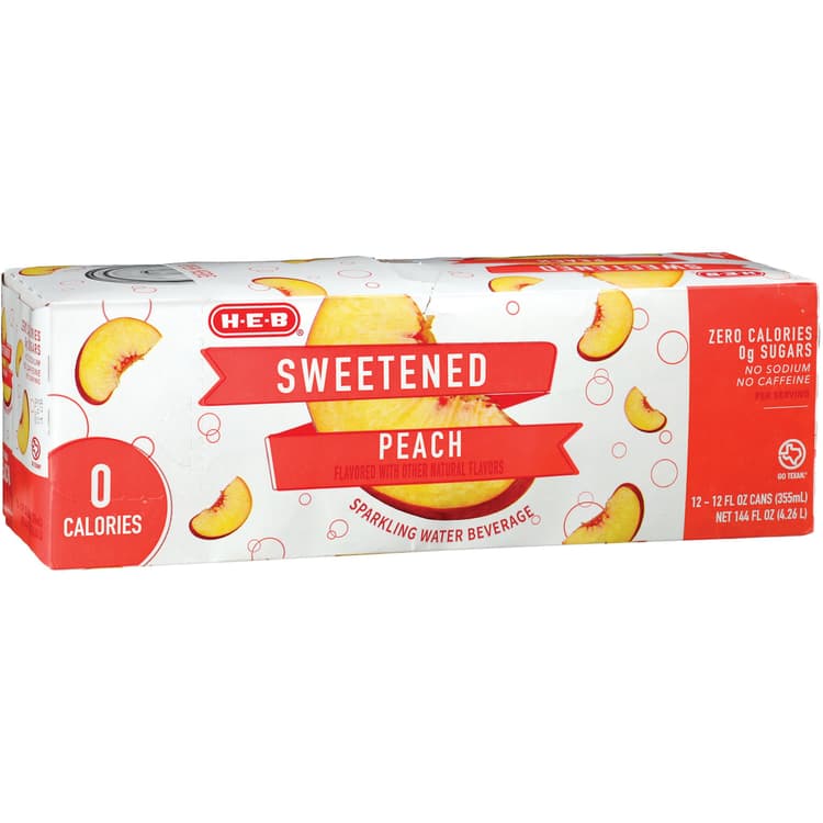 H-E-B Sweetened Peach Sparkling Water