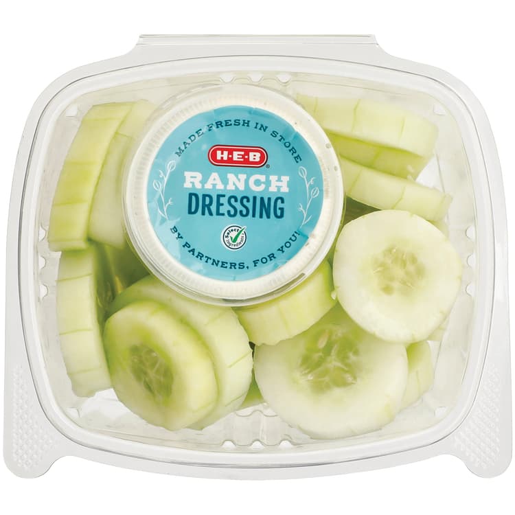 H-E-B Fresh Cut Cucumber Slices & Buttermilk Ranch - Small