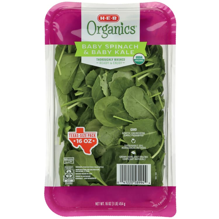 H-E-B Organics Fresh Baby Spinach & Kale - Texas Size