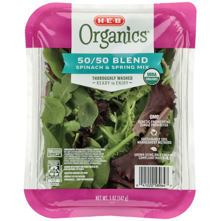 H-E-B Organics Fresh 50/50 Blend - Baby Spinach & Spring Mix