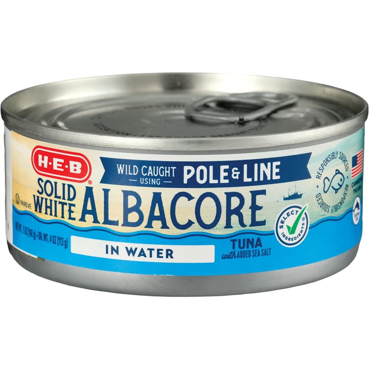 H-E-B Pole & Line Solid White Albacore Tuna In Water