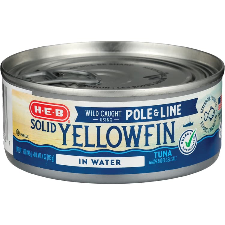 H-E-B Pole & Line Solid Yellowfin Tuna In Water