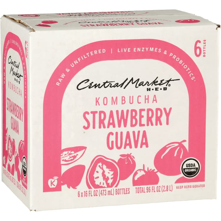 Central Market Organic Kombucha Bottles - Strawberry Guava
