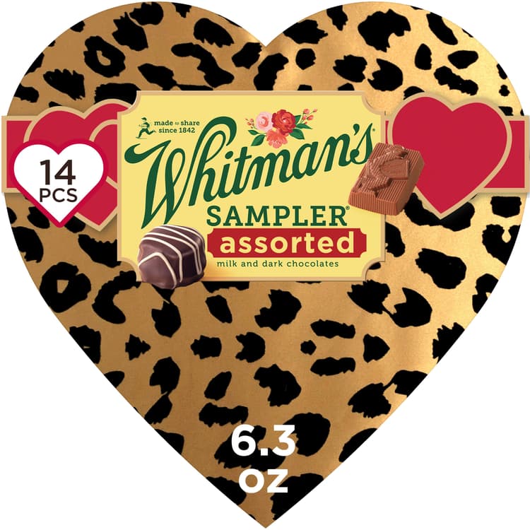 Whitman'S Sampler Assorted Chocolates Cheetah Print Valentine'S Heart Gift