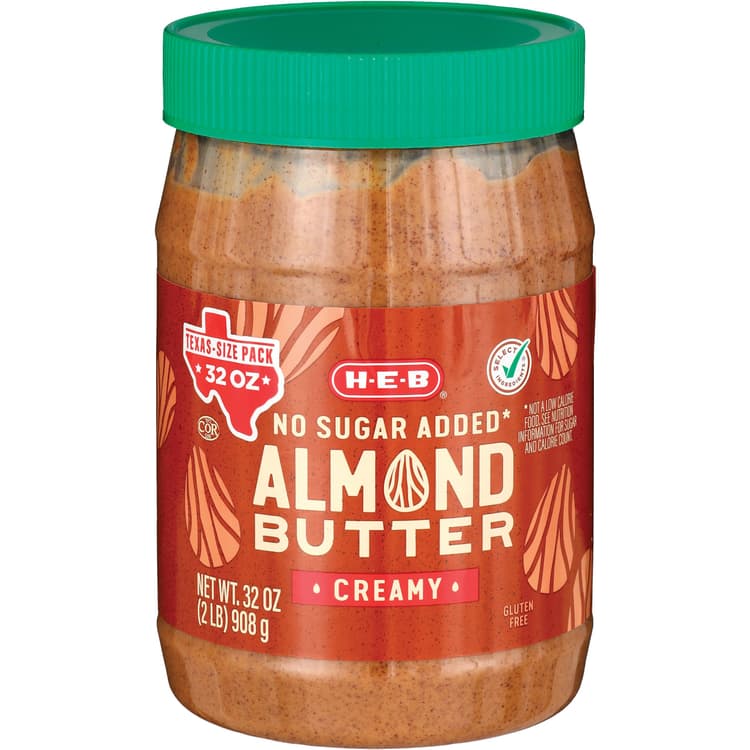 H-E-B No Sugar Added Creamy Almond Butter – Texas Size