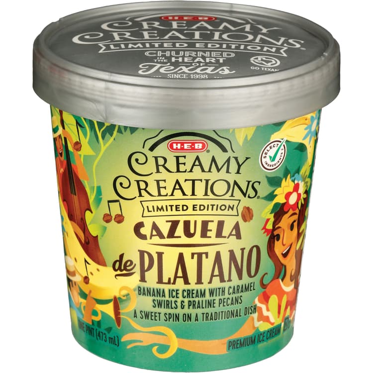 H-E-B Creamy Creations Cazuela De Platano Banana Ice Cream