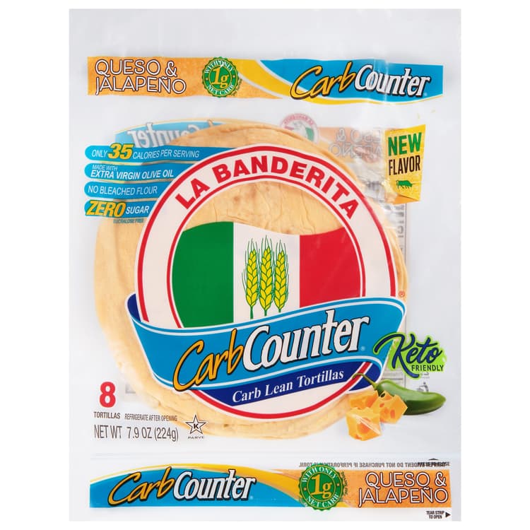 La Banderita Carb Counter Queso & Jalapeno Tortillas