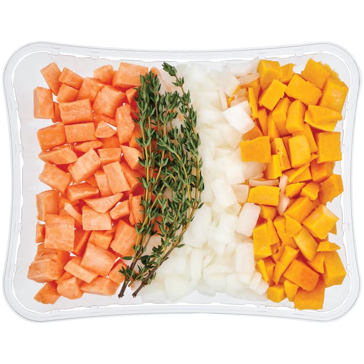 Fresh Sweet Potato, Butternut Squash, Diced Onions & Thyme