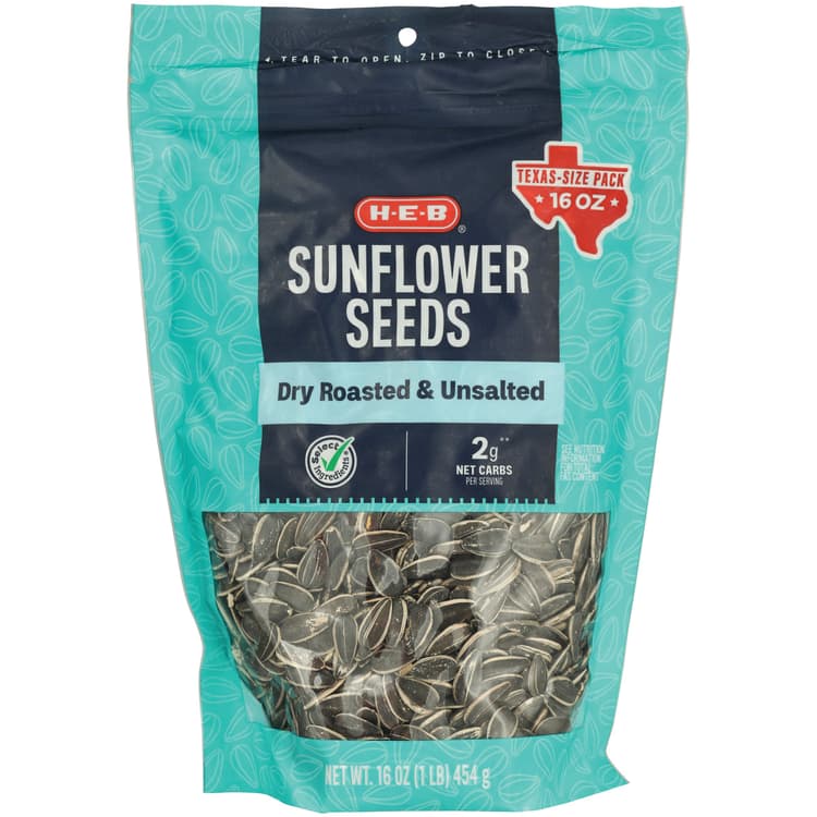 H-E-B Dry Roasted Unsalted Sunflower Seeds - Texas Size