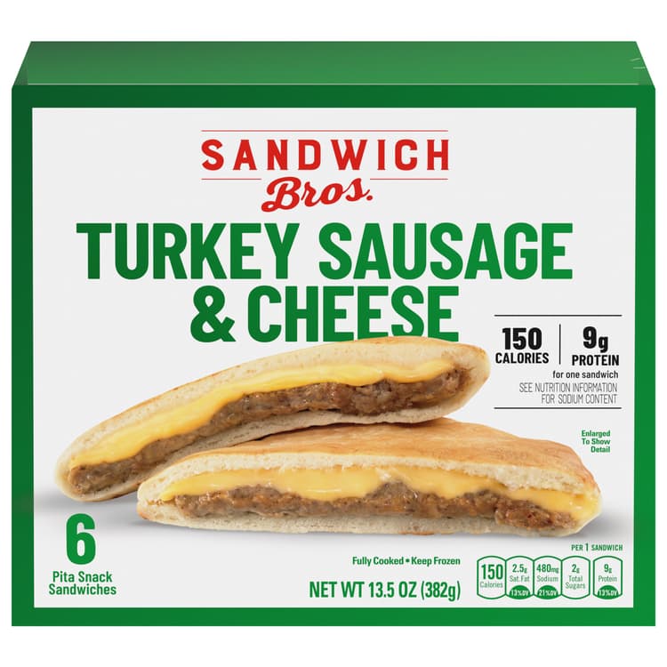 Sandwich Bros. Pita Snack Sandwiches Turkey Sausage & Cheese