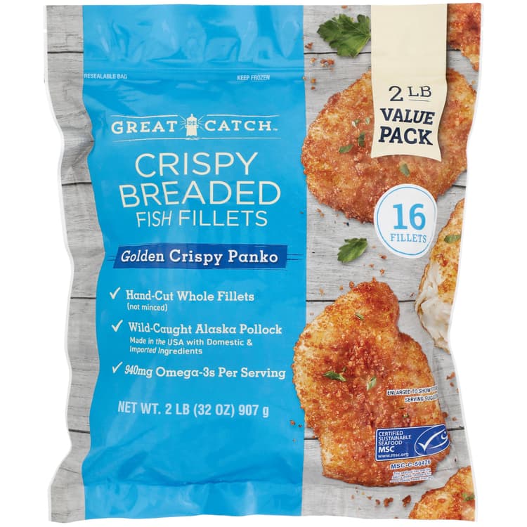 Great Catch  Crispy Breaded Alaska Pollock Fish Fillets – Value