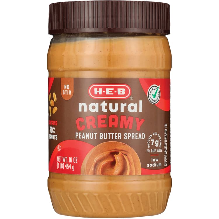H-E-B Natural Peanut Butter - Creamy