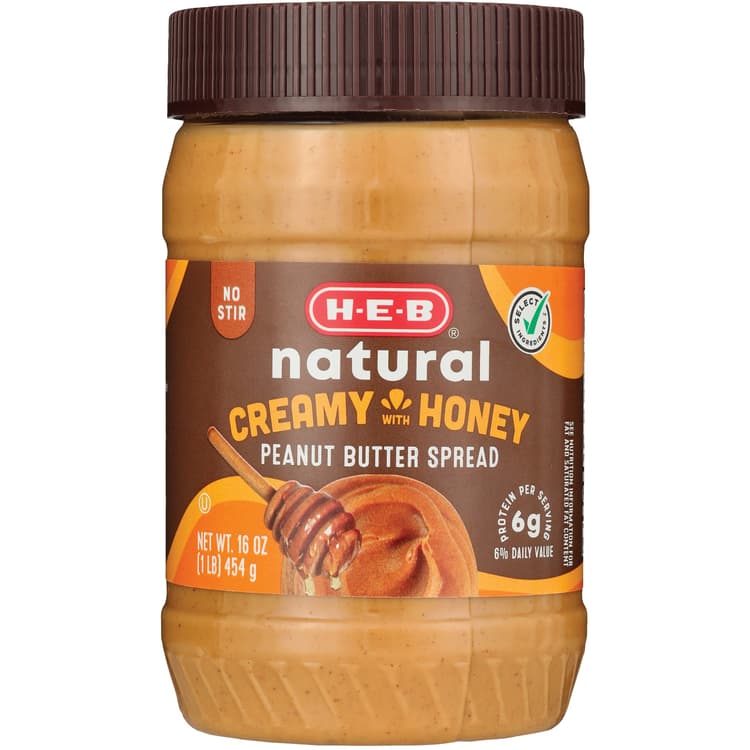 H-E-B Natural Honey Peanut Butter Spread – Creamy