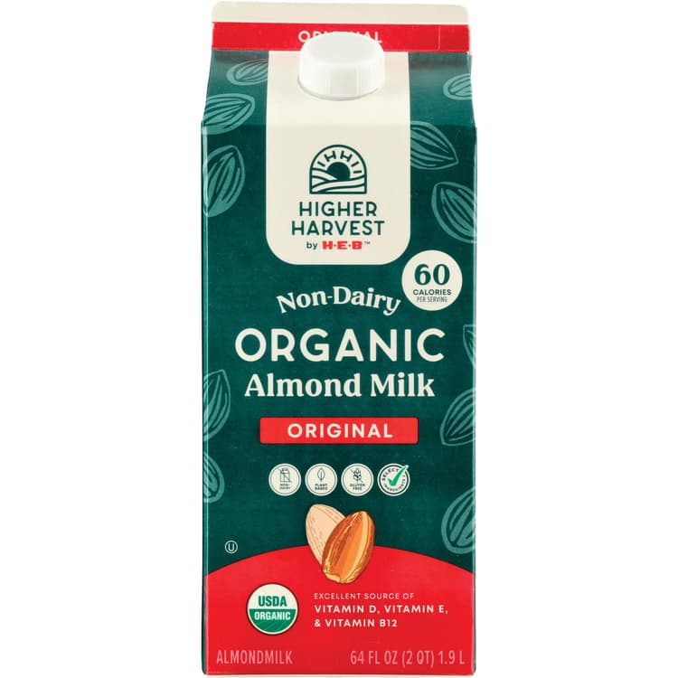 Higher Harvest By H-E-B Organic Non-Dairy Almond Milk – Original