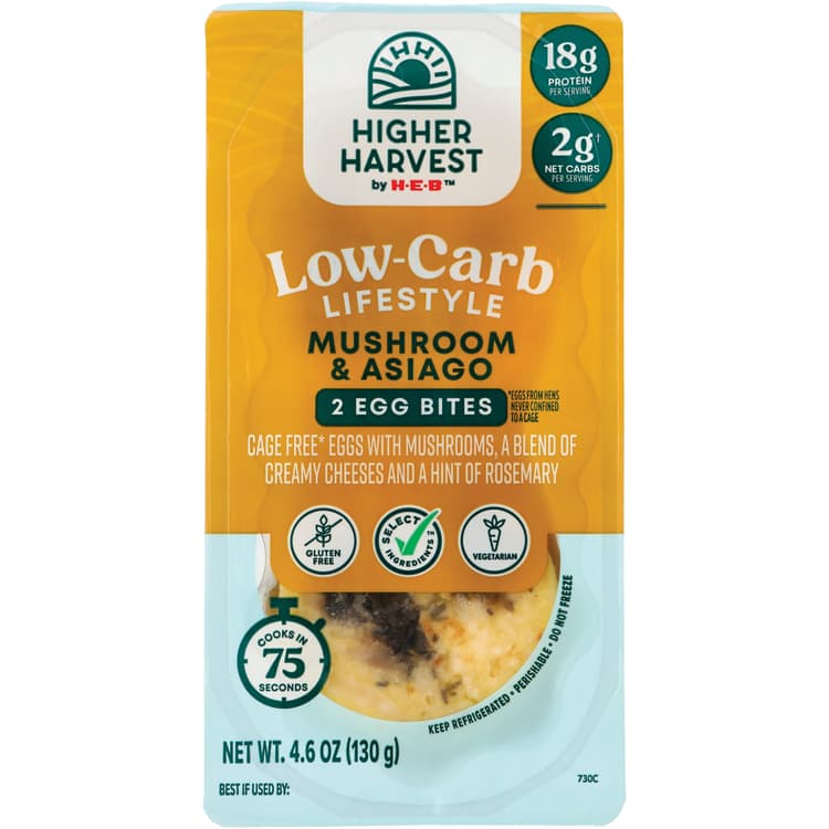 Higher Harvest By H-E-B Low-Carb Egg Bites – Mushroom & Asiago Cheese