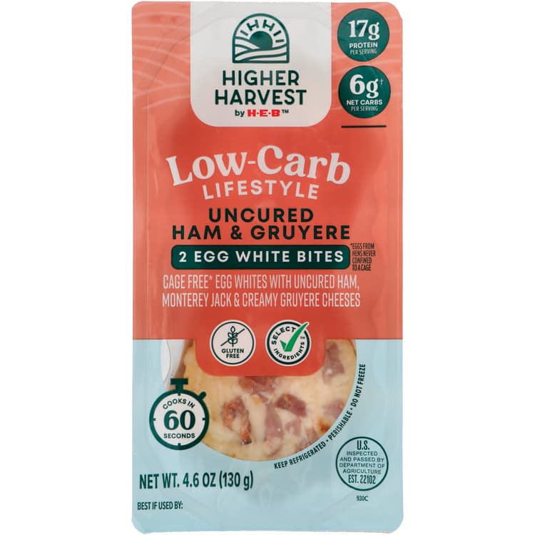 Higher Harvest By H-E-B Low-Carb Egg White Bites – Uncured Ham & Gruyere Cheese