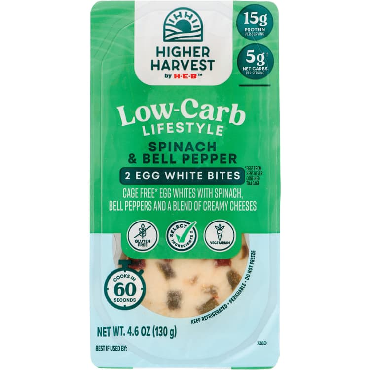 Higher Harvest By H-E-B Low-Carb Egg White Bites – Spinach & Bell Pepper