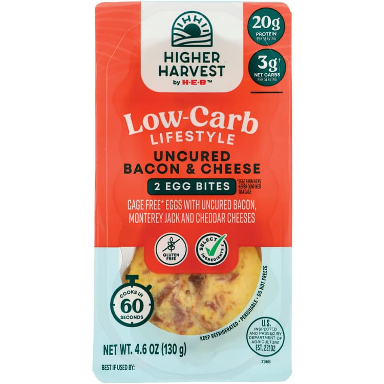 Higher Harvest By H-E-B Low-Carb Egg Bites – Uncured Bacon & Cheese