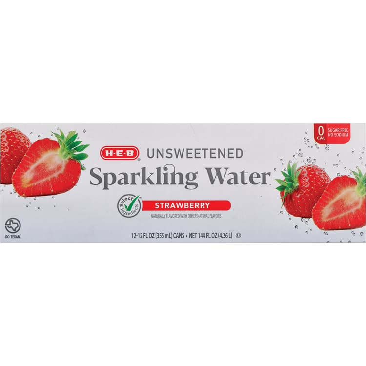 H-E-B Unsweetened Strawberry Sparkling Water