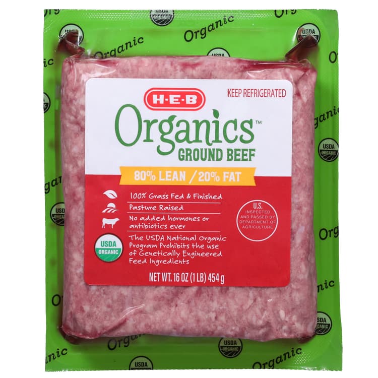 H-E-B Organics Ground Beef, 80% Lean