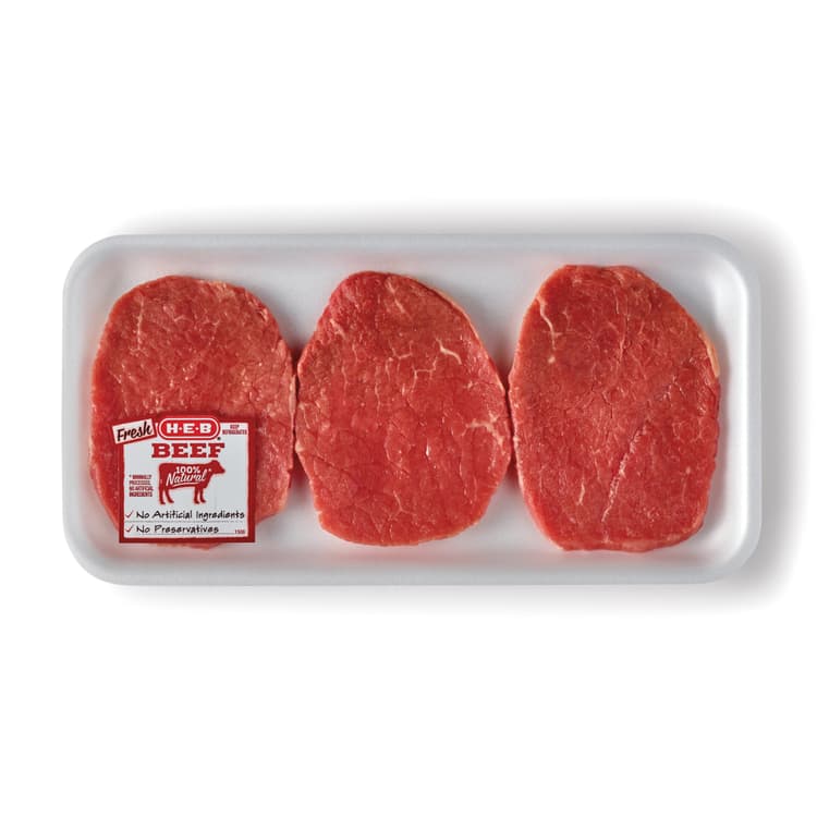 H-E-B Boneless Beef Eye Of Round Steaks, Thin Cut - Usda Select