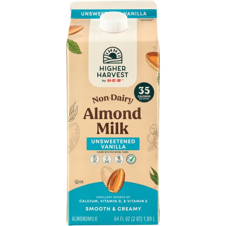 Higher Harvest By H-E-B Non-Dairy Almond Milk – Unsweetened Vanilla