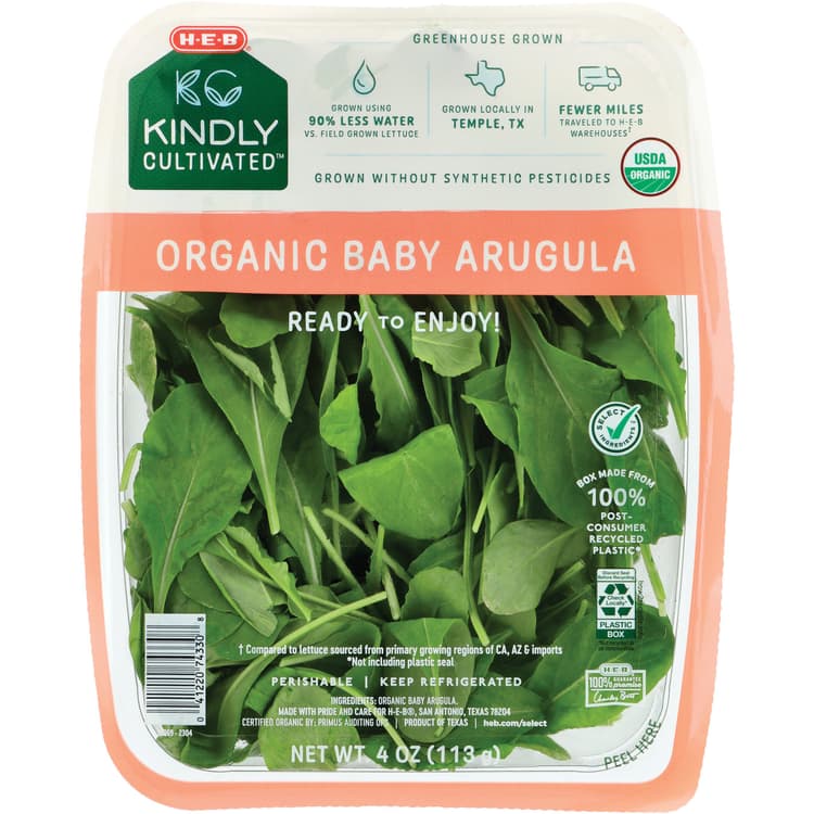 H-E-B Kindly Cultivated Fresh Organic Baby Arugula