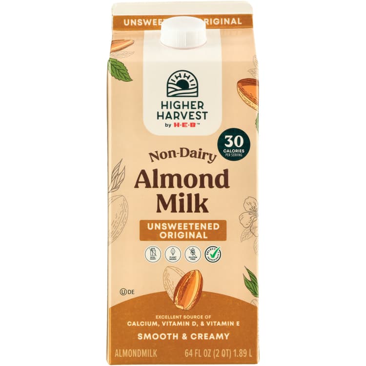 Higher Harvest By H-E-B Non-Dairy Almond Milk – Unsweetened Original