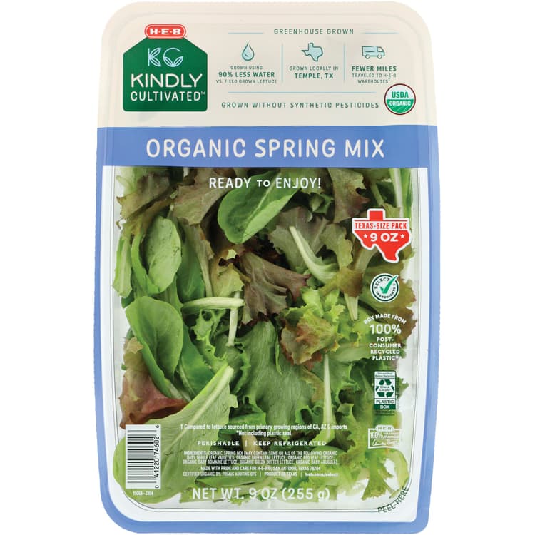 H-E-B Kindly Cultivated Fresh Organic Spring Mix Lettuce – Texas-Size