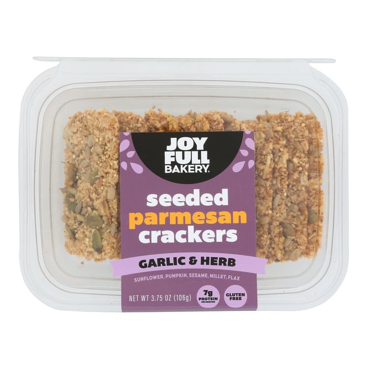 Joyfull Bakery Seeded Parmesan Crackers - Garlic & Herb
