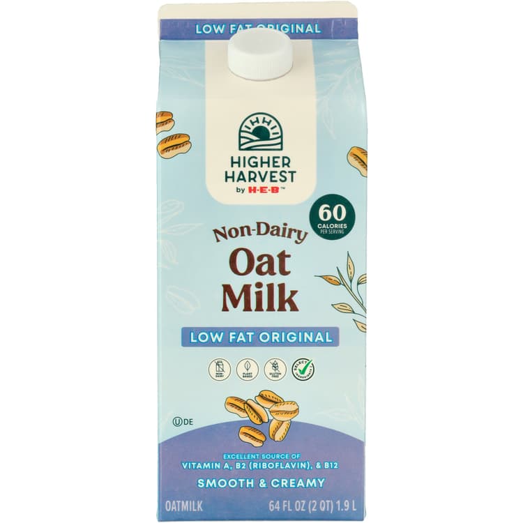 Higher Harvest By H-E-B Non-Dairy Oat Milk – Low Fat Original