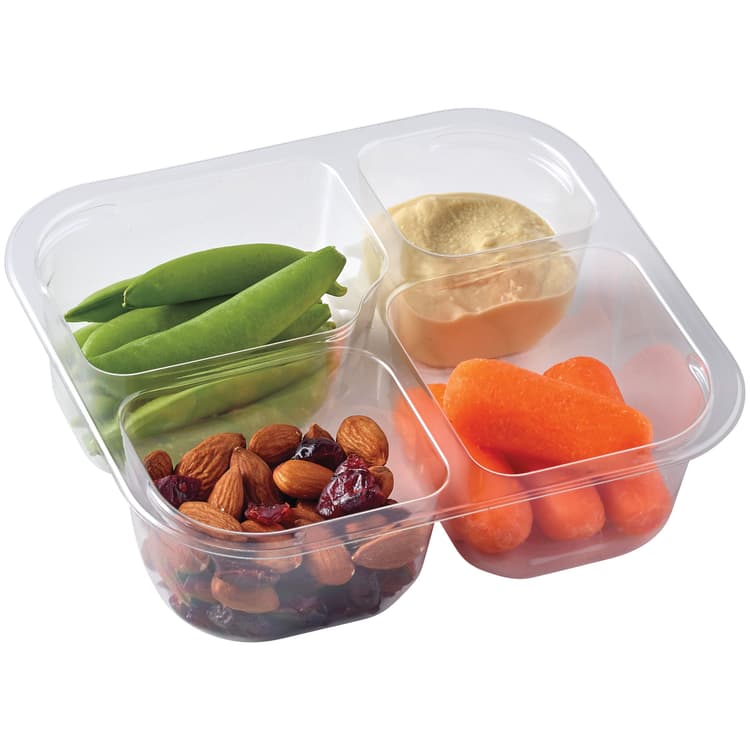 Meal Simple By H-E-B Snack Tray - Sugar Snap Peas, Carrots, Almonds, Hummus & Trail Mix